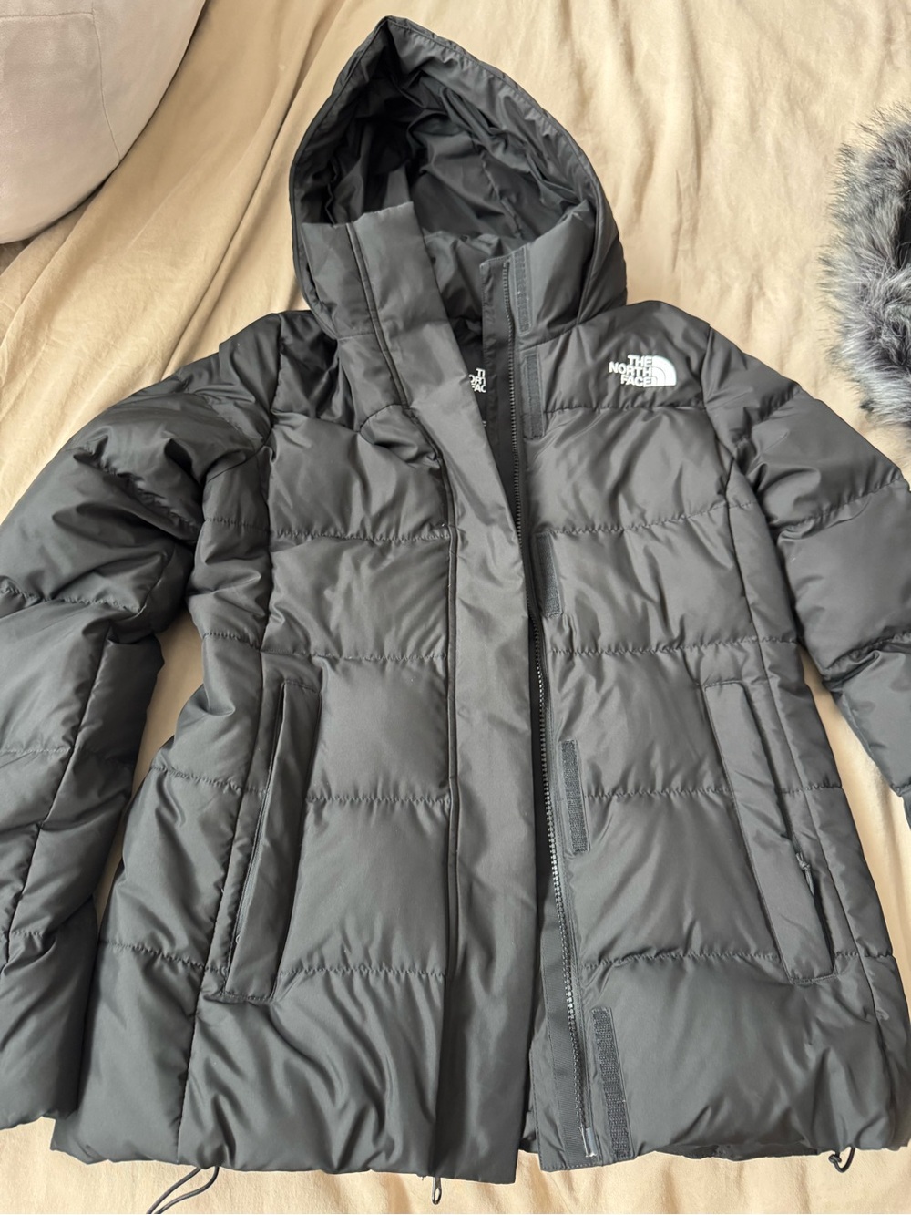 The North Face Women's Black Puffer Parka with Faux-Fur Trim Hood